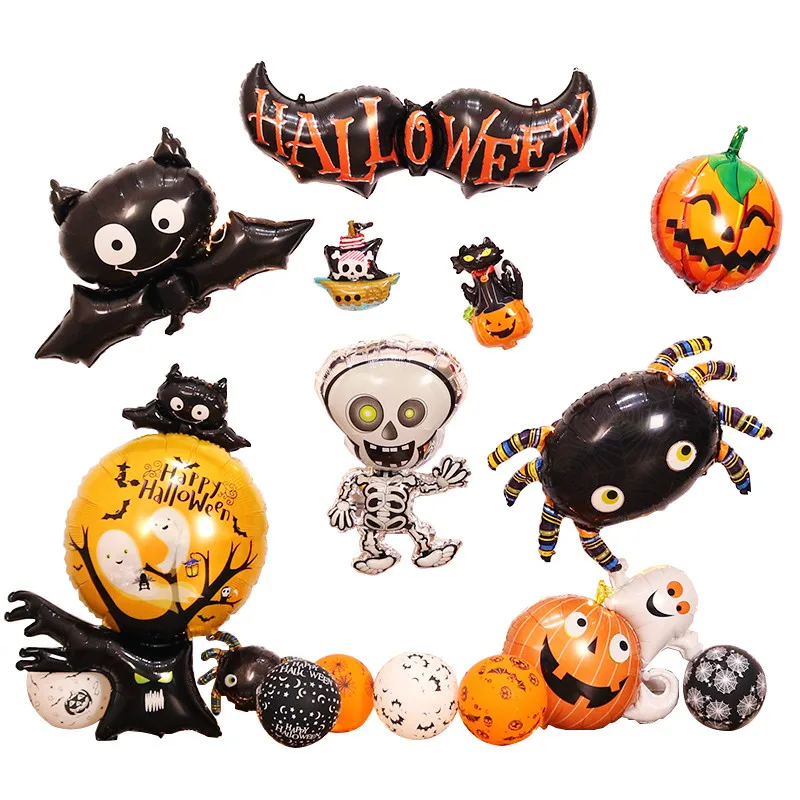 

Cartoon Halloween Pumpkin Spider Bat Ghost Bat Skeleton Aluminum Foil Balloon Happy Halloween Day Air Balloons Party Decorations