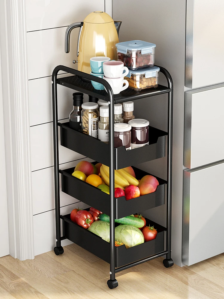 

Pull-out Kitchen Vegetable Rack Multi-Layer Floor-Standing Refrigerator Side Storage Gap Locker