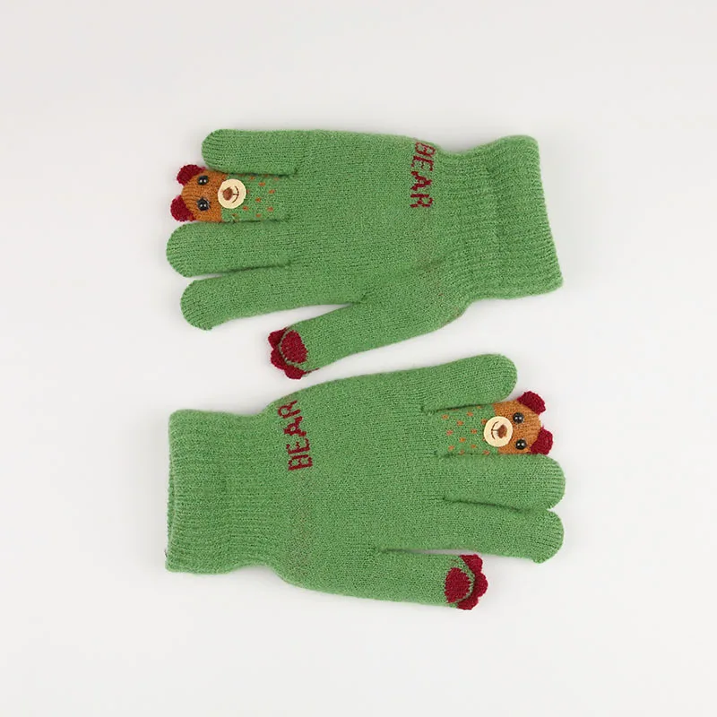 

kid cartoon fingertips bear double layer gloves lovely creative girl warm gloves