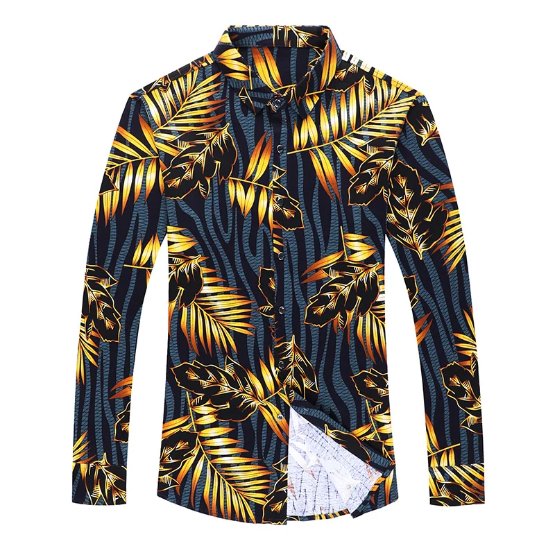 

Flower Pattern 3D Print High-End Luxury Long Sleeve Men's Shirt AutumnNew Quality Mercerized Cotton Soft Smooth Camisa Masculina