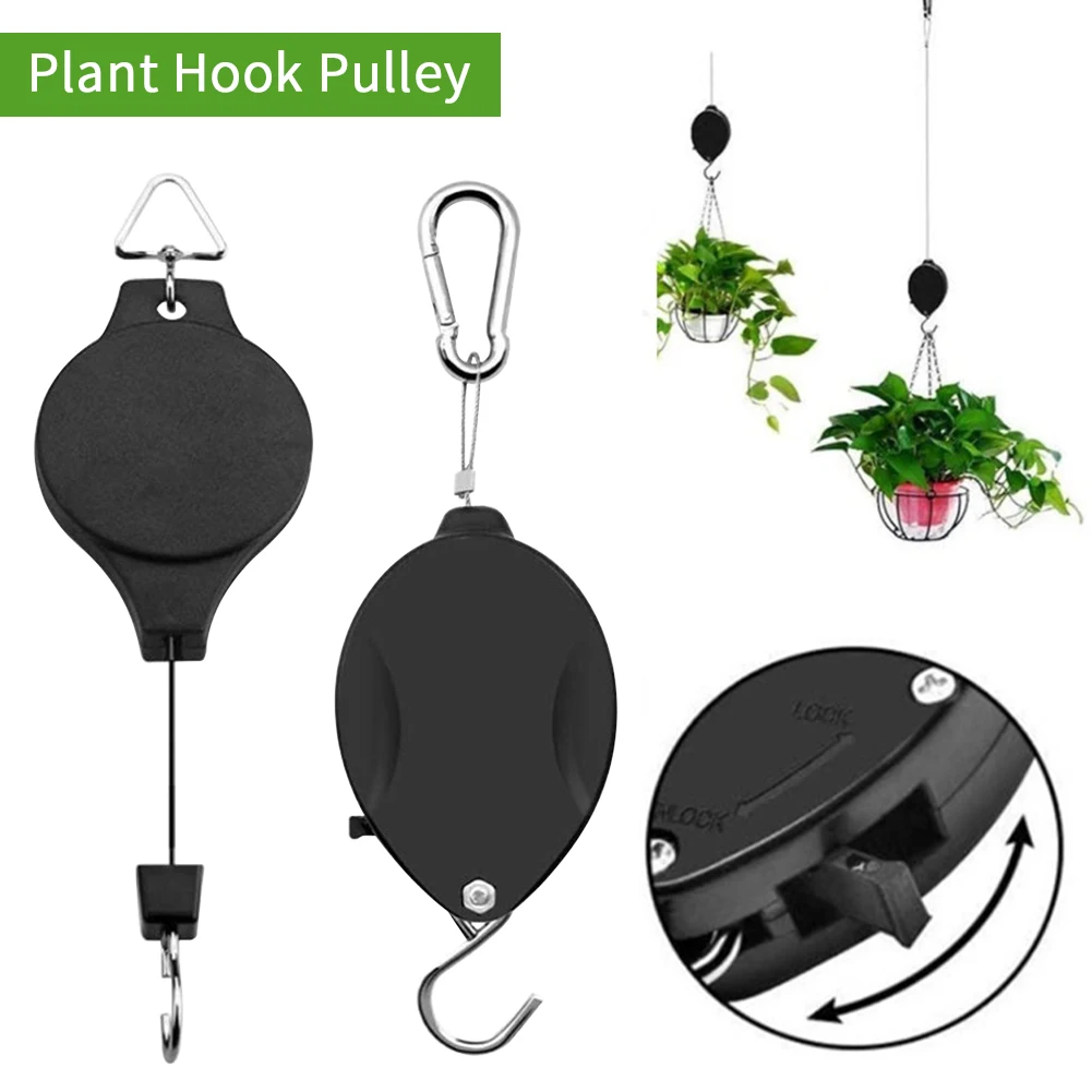 4pcs Feeding Garden Watering Multipurpose Plant Hook Pulley Easy Reach Pull Down Hanging Flower Basket Retractable Hanger Indoor |