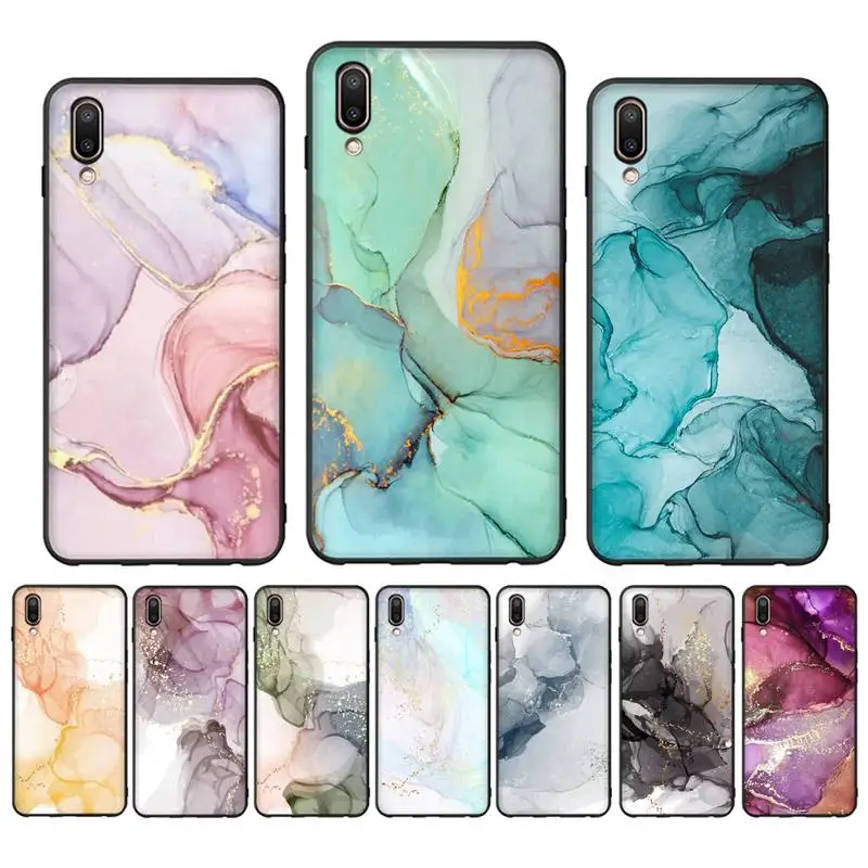 

Vintage Marble Phone Case For Oppo Reno Realme C3 6Pro For vivo Y91C Y17 Y19 Capa