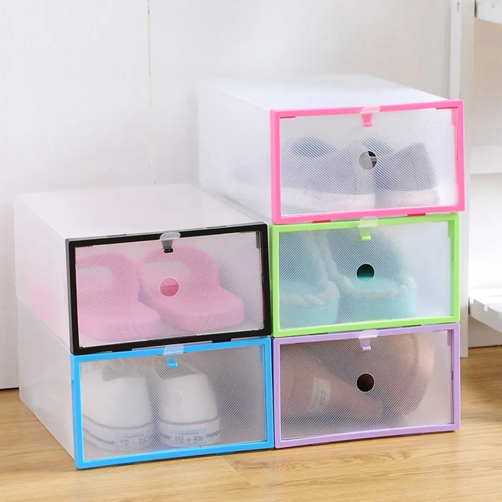 

Transparent Shoe Box Storage Shoe Boxes Thickened Dustproof Shoes Organizer Box DIY Folding Drawer Shoe Cabinet Dropshipping