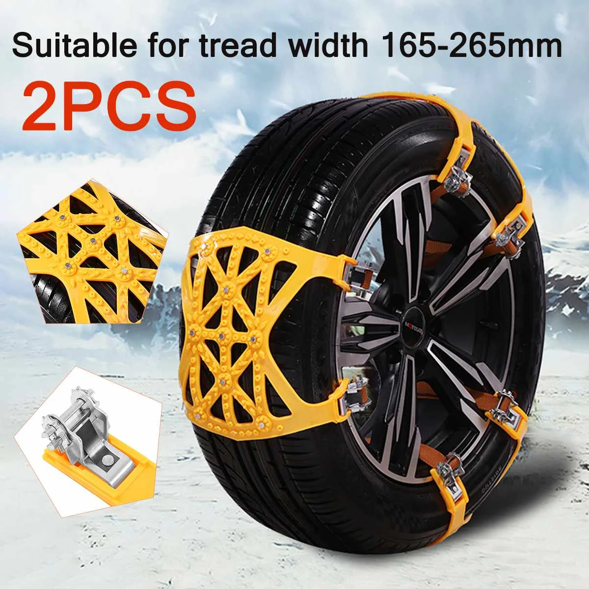 

2PCS 165-265mm Car Wheels Tyre Tire Ice Snow Chains Belt Winter Anti-skid Vehicles SUV Wheel Chain Mud Road Safe Safety