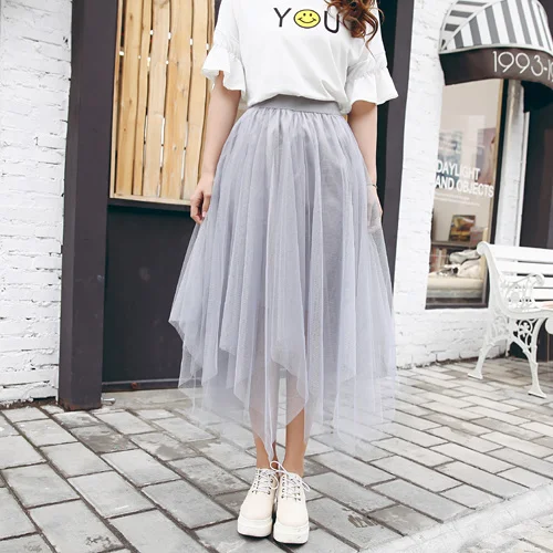 

Irregular mesh skirt new style in spring and summer