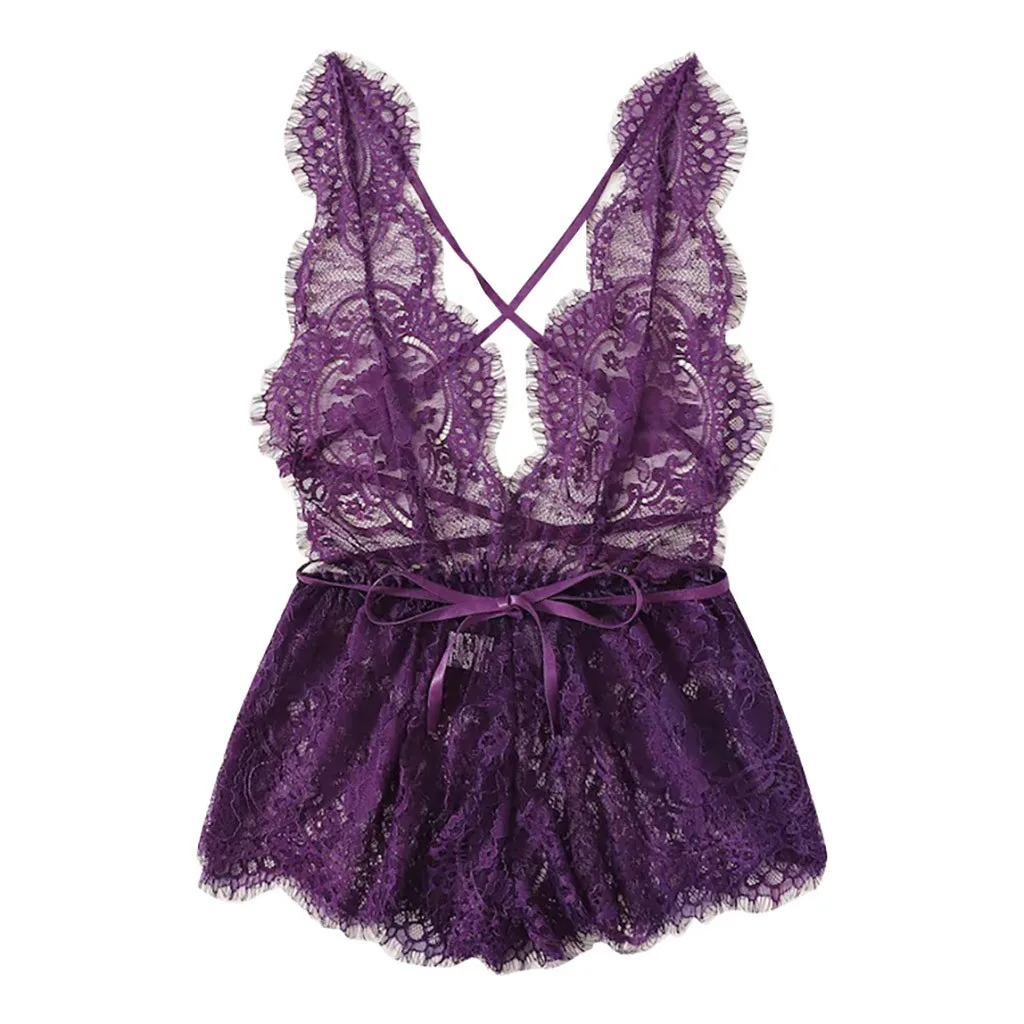 YOUYEDIAN женский цельный пижамный комплект сексуальное кружевное белье с глубоким