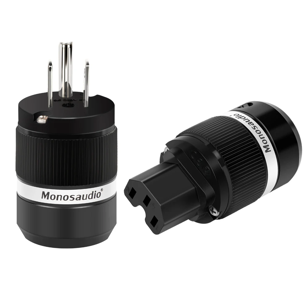 

Monosaudio M100R/F100R Pure Copper Rhodium Plated US AC Power Plug American Powe & IEC Connector for Audio DIY Mains Power Cable