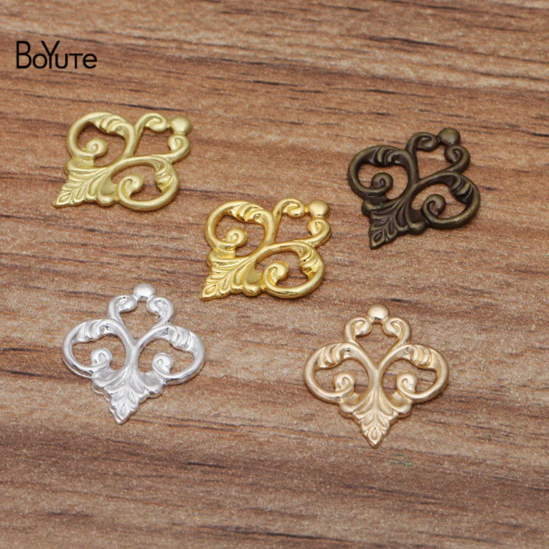 BoYuTe 100 шт. 13*15 мм металлическая филигрань цветок европейские амулеты DIY Ювелирные