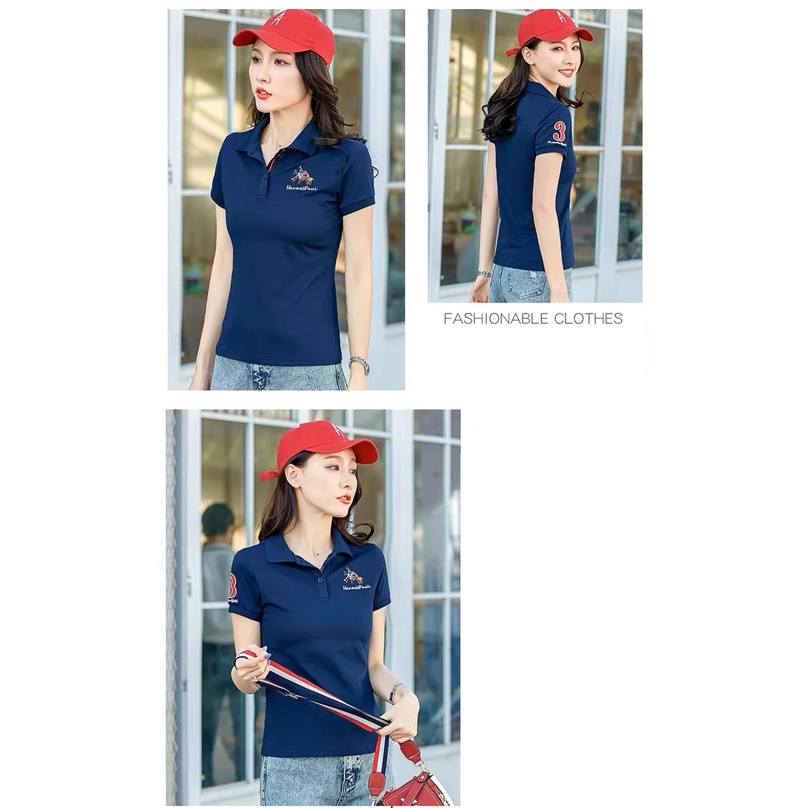 

Blue Polo Women Shirt Short Sleeve Loose Red Pink Tops Female Embroidery Harajuku Shirts Female Fashion While Tunic Polo Shirts