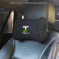 car head pillow neck support for tesla model 3 model s model x model y styling seat headrest care soft suede car accessories