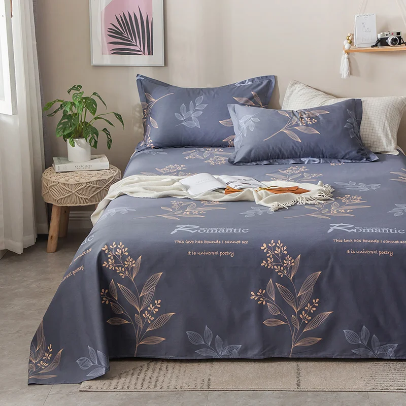 100% хлопок плоские простыни большой размер милый цветок любовь простыня s twin queen