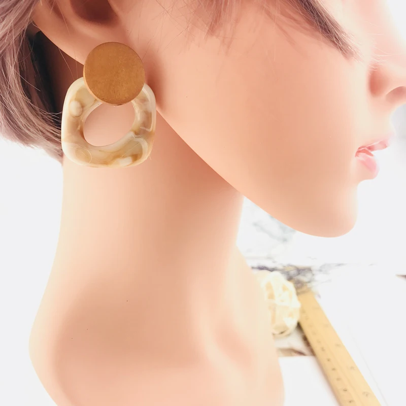 Новые корейские большие акриловые Клипсы Серьги для женщин ювелирные изделия