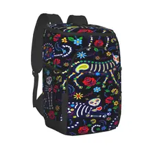 Protable Insulated Thermal Cooler Waterproof Lunch Bag Calavera Cat And Sugar Skulls Picnic Camping Backpack Double Shoulder Bag