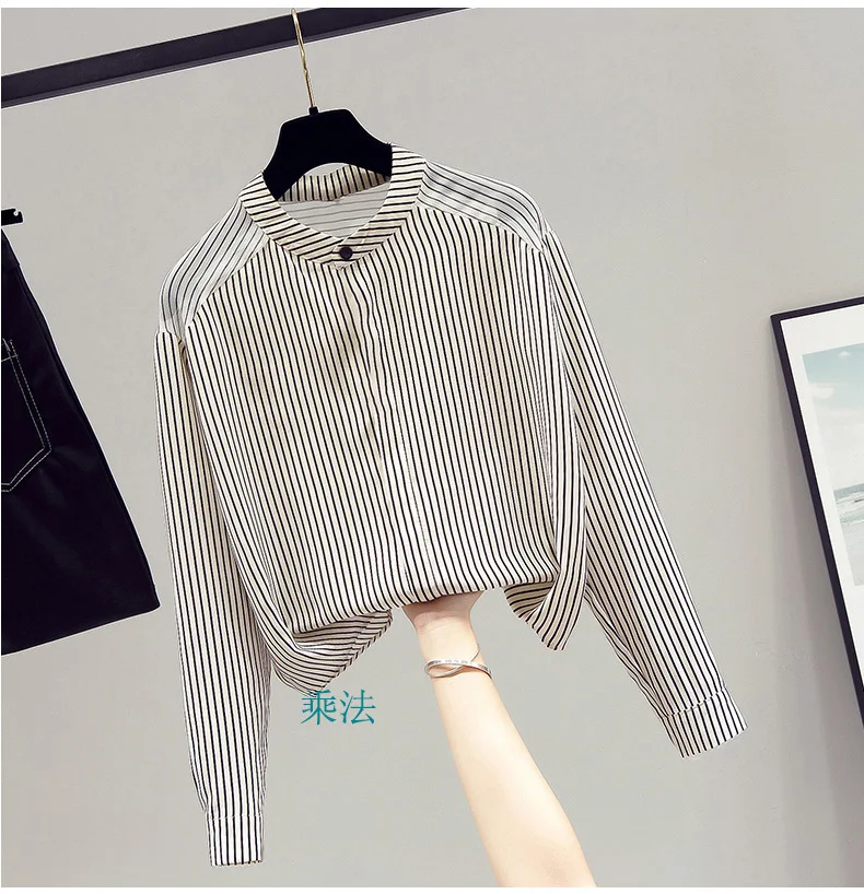 

Chiffon female tops 2021 summer new Japanese female temperament beautiful ol wind striped short-sleeve shirts