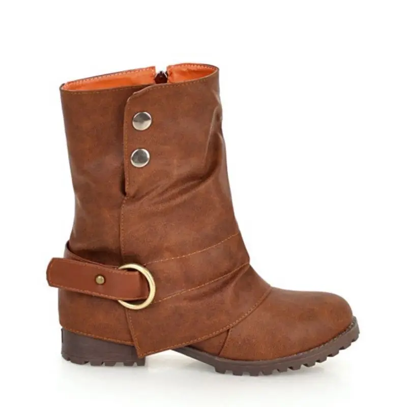 ZALAVOR/Размеры 33-43 Женские сапоги до середины икры Сапоги на плоской подошве Зимняя