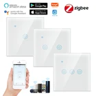 Умный сенсорный выключатель Zigbee, 1234 клавиши, домашняя настенная кнопка для Alexa Google Home Assistant, стандарт ЕС, приложение Smart Life для умного дома