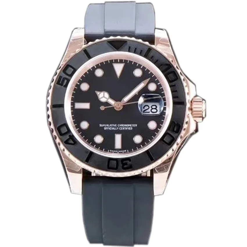 

Top quality 904L rose gold luxury watch Yacht-Master mechanical watch 1:1 men ceramic bezel sapphire glass diving NOOB ETA 2836