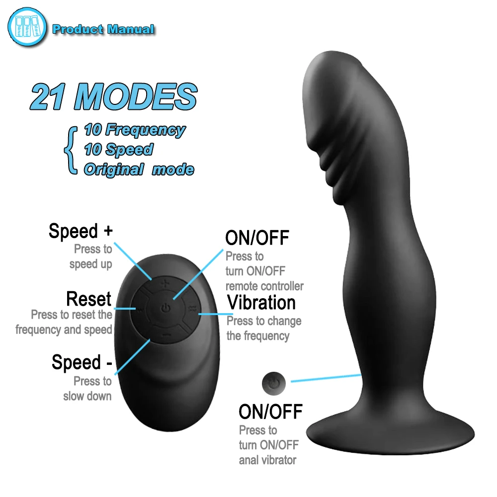 Анальная пробка фаллоимитатор вибратор с беспроводным дистанционным