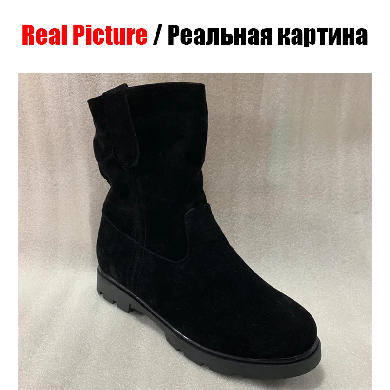 Женские нескользящие ботинки SARAIRIS черные на платформе без шнуровки большие