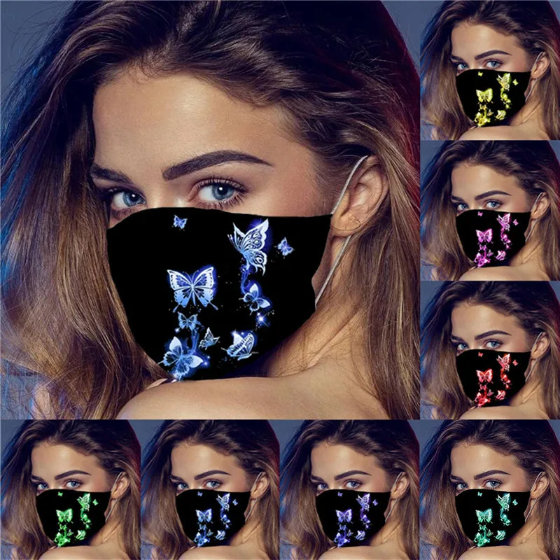 

Adult Butterfly Print Face Mask Fashion Disposable Designer Mask For Face Masque Jetables Halloween Cosplay Bandana Decoration
