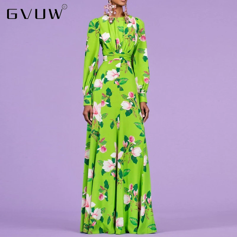 

GVUW Women Dress With Print New Round High Floor-length Long Printing Evening Dresses 2021 Kosovo Elegant 13Q337