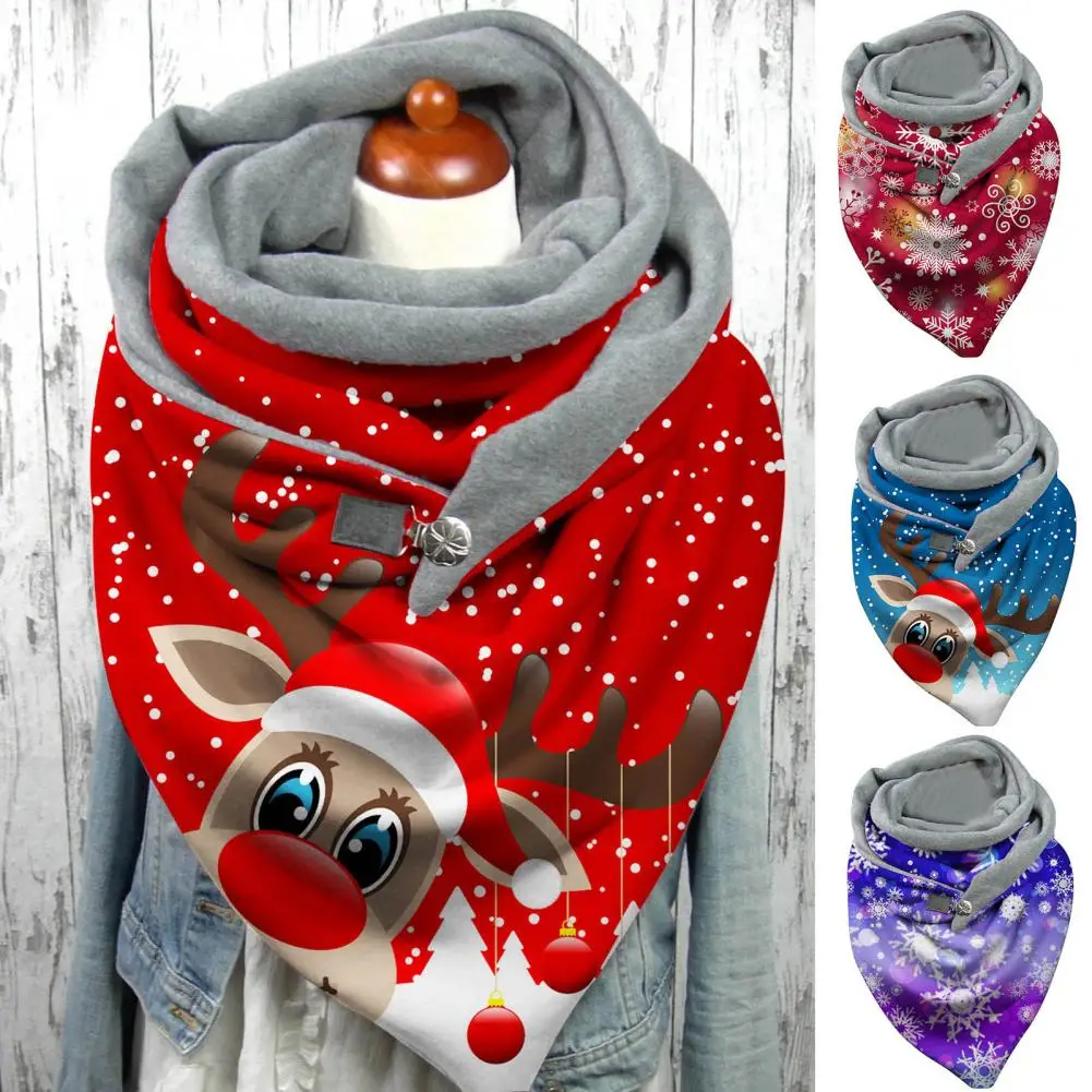 Женский шарф с милым принтом лося треугольный для путешествий Рождественский |