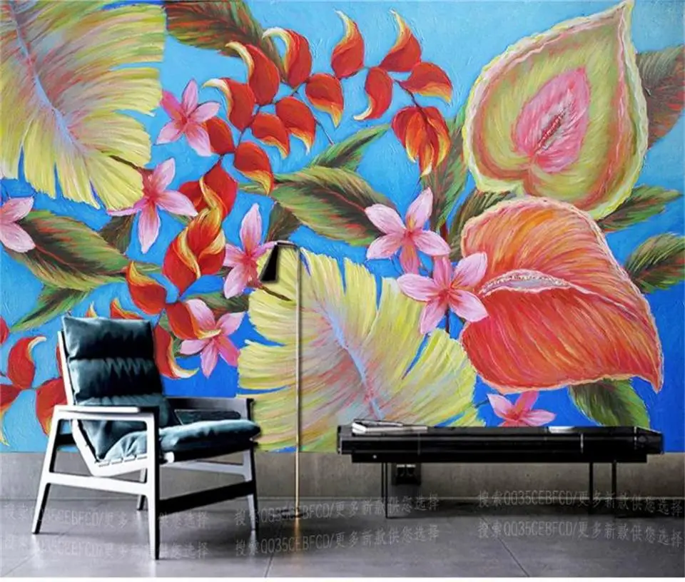 

custom size 3d photo wallpaper mural livingroom bedroom tropical plant and flower picture sofa TV backdrop wallpaper for wall 3d