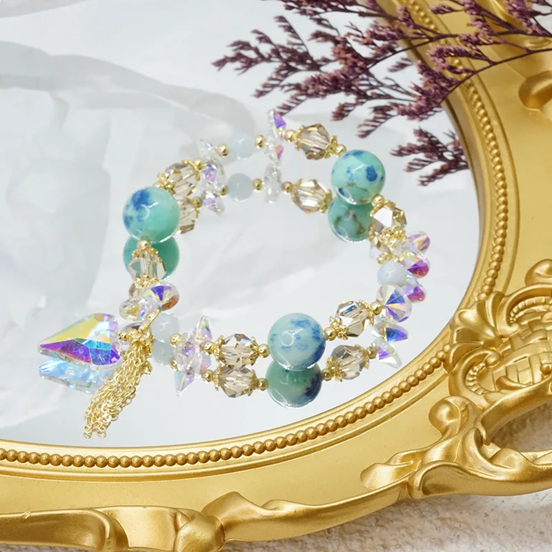 

Женские браслеты из натурального камня, ярких цветов, розового/зеленого/синего/фиолетового цвета, YBR371