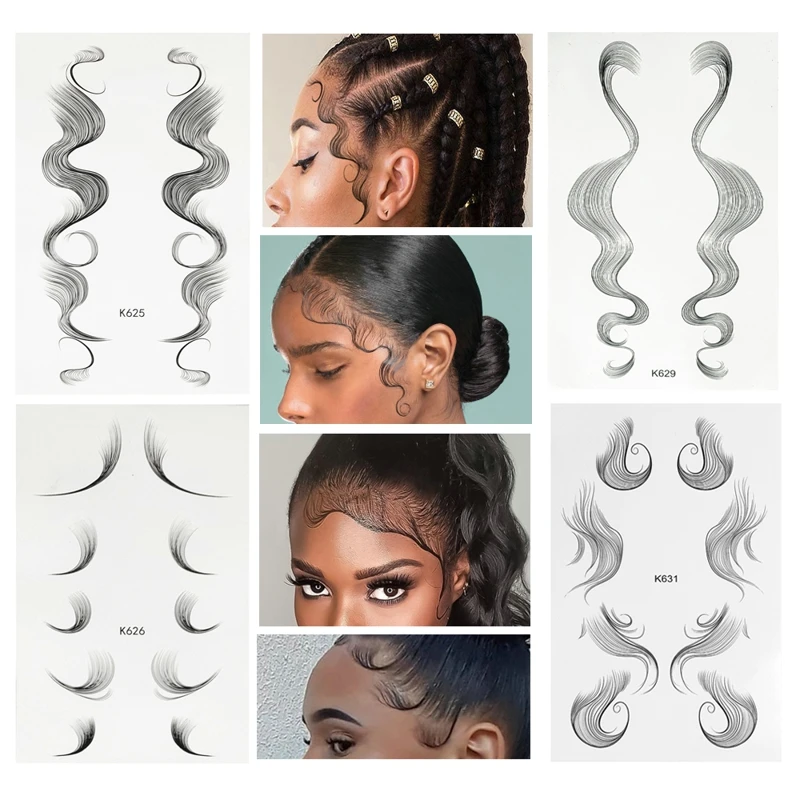 10 шт. заколки для волос края татуировки Стикеры детскими волосами поддельные