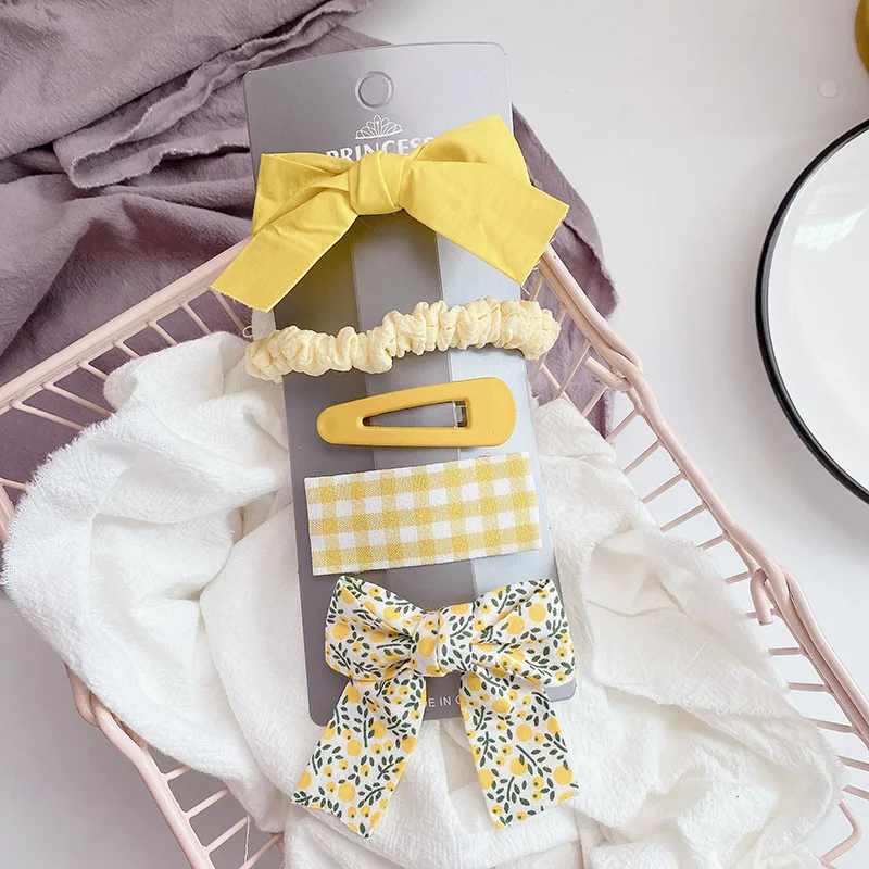 

5PCS/Set New Girls Cute Print Bowkot Hairpins For Kids Children Sweet Headband Hair Clip Barrettes Fashion Bow Accessories
