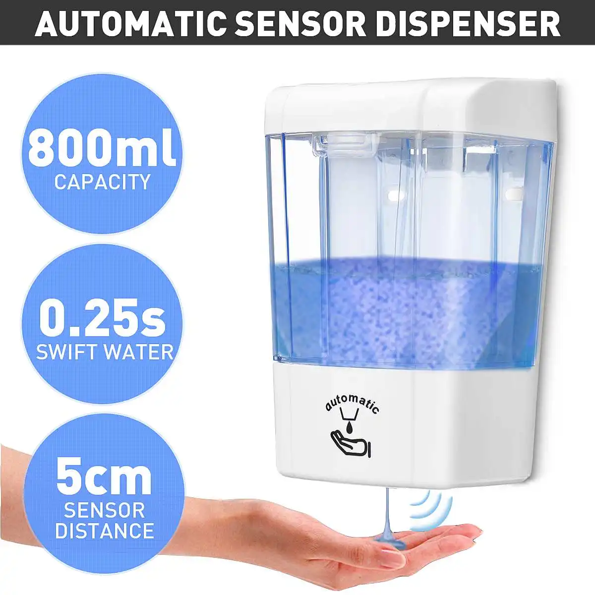 

400ml Automatic Soap Dispenser Touchless Intelligent Sensor Hand Washing Sanitizer Liquid Soap Dispenser for Kitchen Bathroom