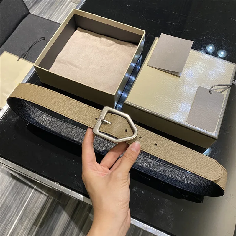 

luxury designer brand Men's belt double side wide pin buckle leisure leather youth business belt Top quality nibber fashion