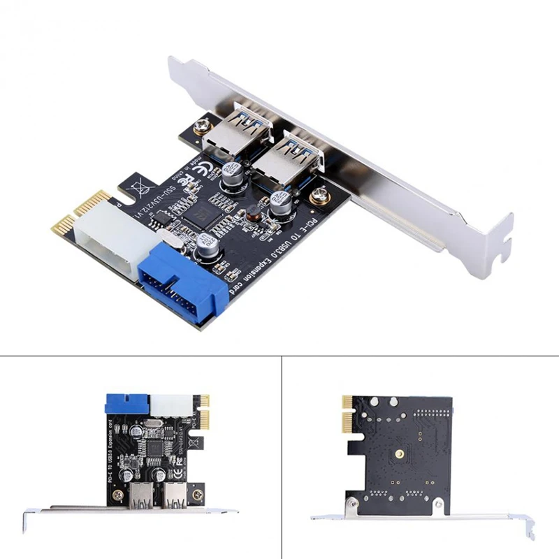 

Usb 3.0 Pci-E Expansion Card Adapter External 2 Port Usb3.0 Hub Internal 19Pin Header Pci-E Card 4Pin Ide Power Connector