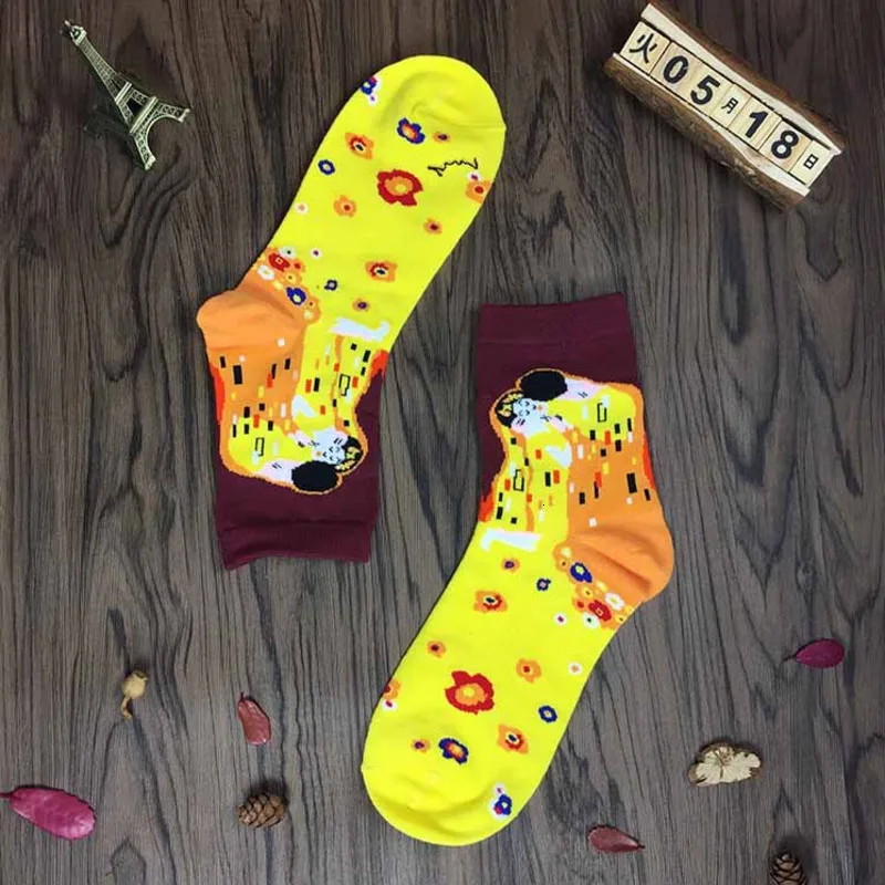 PEONFLY модные художественные носки из чесаного хлопка новинка 2019 Необычные