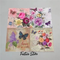 decoupage table paper napkins elegant tissue vintage towel flower butterfly stamp birthday wedding party home decoration