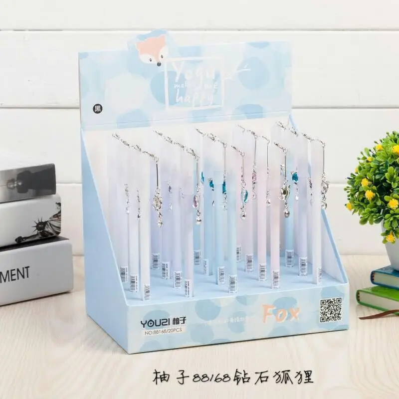 

20 pcs Gel Pens Kawaii Diamond fox angel black colored gel-inkpens for writing Cute stationery office school supplies