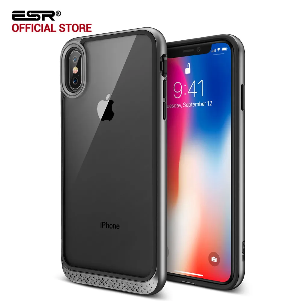 Чехол для iphone X 5,8 дюймов, ESR сверхпрочный двухслойный Твердый чехол с бамперной рамкой, Прозрачная Жесткая задняя крышка для iphone X 10 5,8