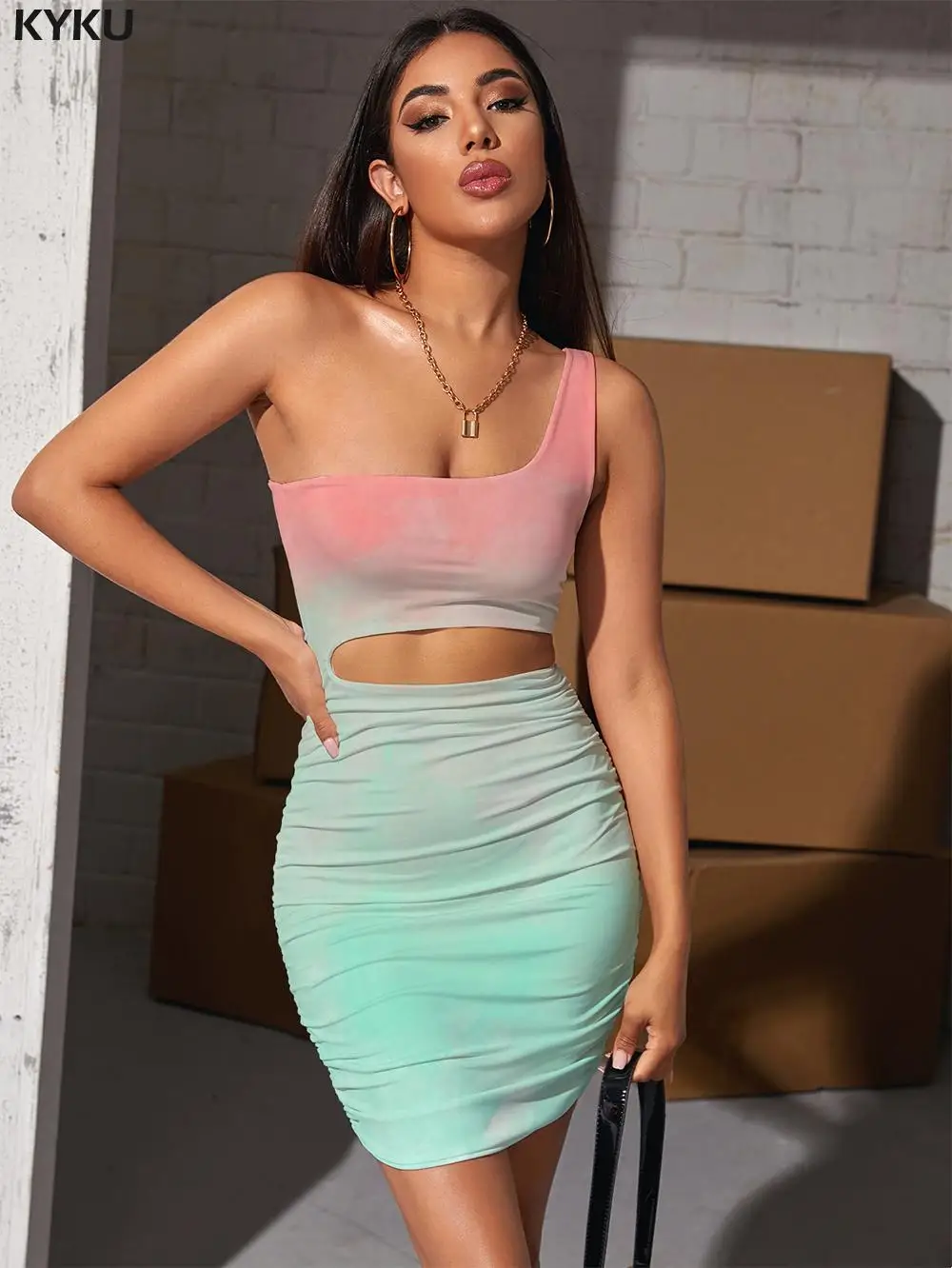 

KYKU Brand Colorful Dresses Women Gradient Pleating Psychedelic Halter Sleeveless Abstract 3d Print Womens Clothing Plus Size