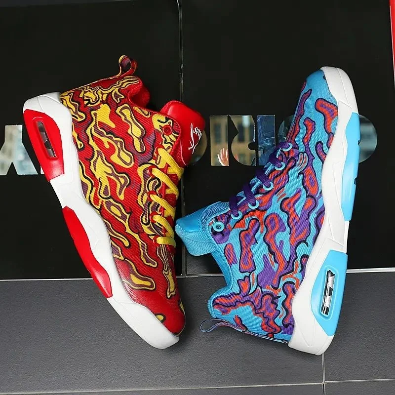 

2021 new fashion high top basketball shoes non-slip wear-resistant couple shoes