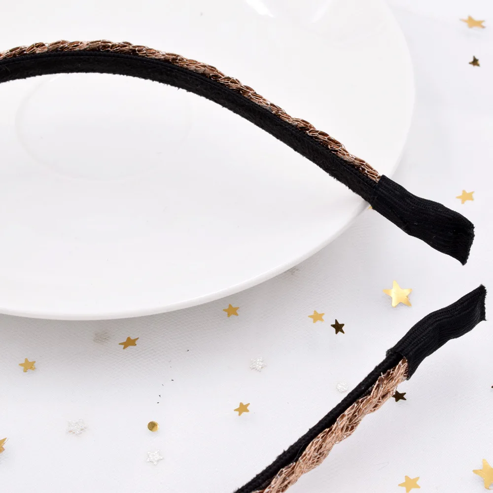 

Handmade sequins hair band retro creative braided headband fine hair band face wash makeup hair accessories woman girl hairpin
