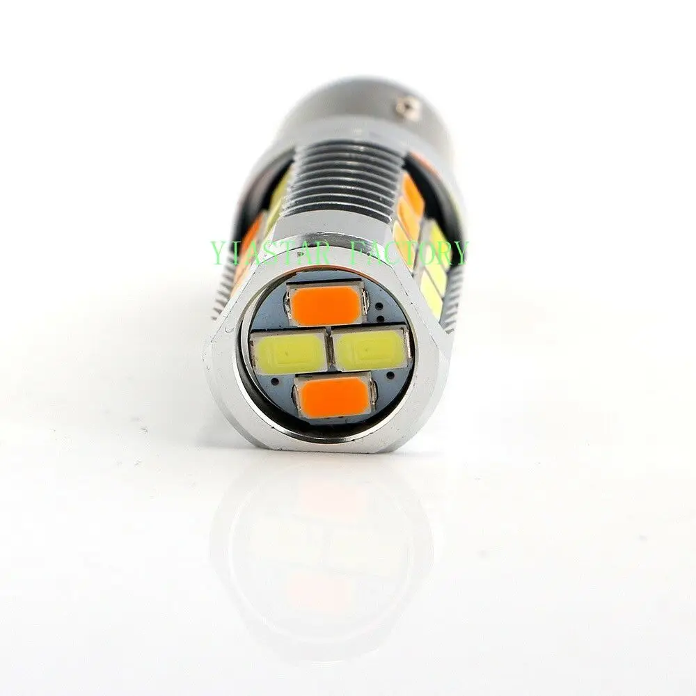 Yiastar 50pcs 1157 BAY15D 3157 7443 5630 22 SMD LED Dual Colors White Amber Switchback DRL Parking Brake Turn Signal Light | Автомобили и
