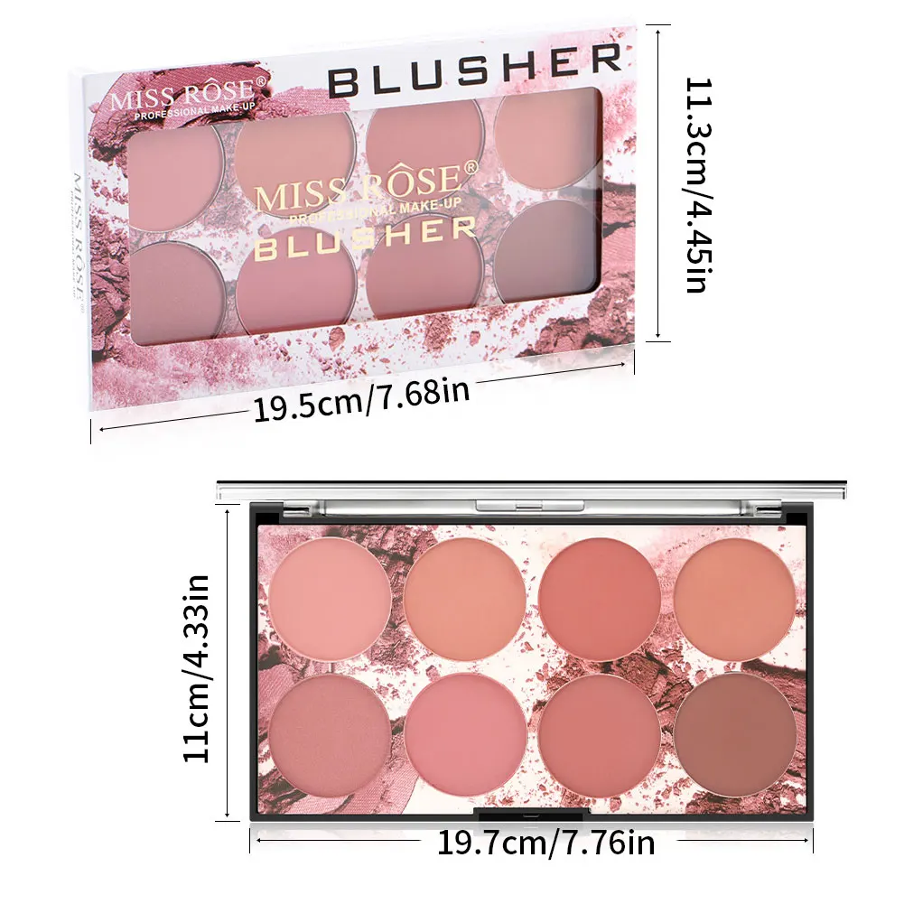 

Face Blusher Powder 8 Colors Miss Rose Makeup Blush Cream Palette Face Powder Blusher Cosmestics Eye Shadow Palette 42G
