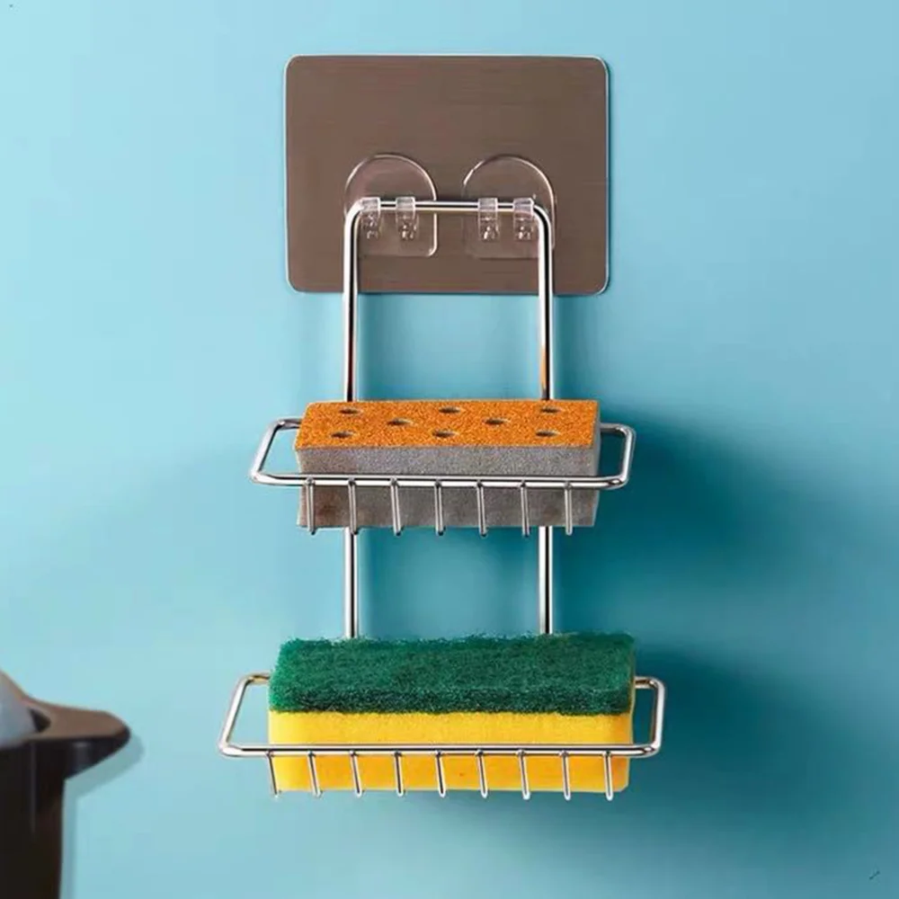 

Stainless Steel Soap Shelf Double Layer Soap Rack Adhesive Soap Storage Rack