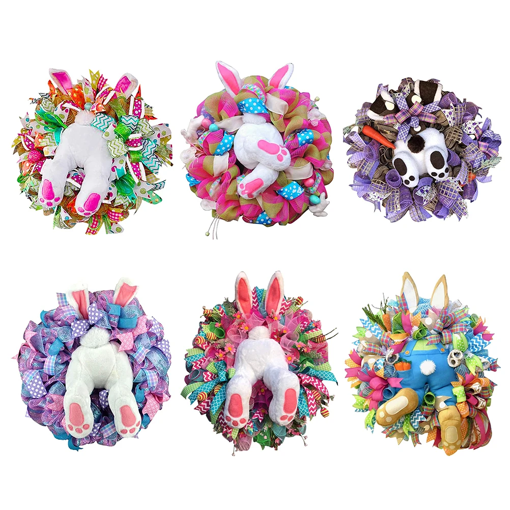 Пасхальное украшение искусственный ротанговый венок кролика уличный и