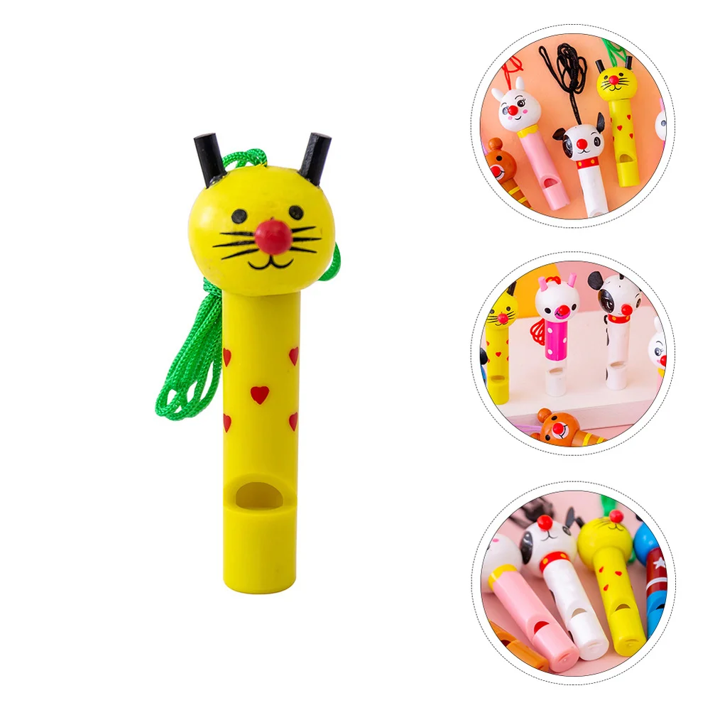 

5Pcs Wooden Whistles Cartoon Whistle Toys Kid Whistle Playthings (Random Color)