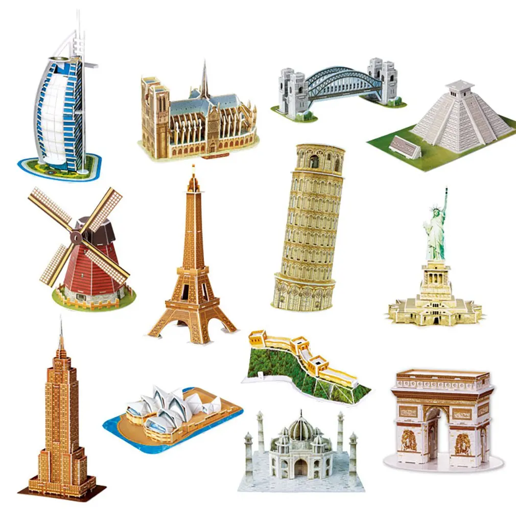 

Мини Волшебная мировая архитектура Эйфелева башня Статуя Свободы карточка бумажная 3d головоломка строительные модели обучающие игрушки д...
