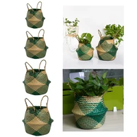 4 sizes handmade storage basket seagrass plant flower pot laundry organizer sundries storage container garden home decoration