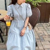 alien kitty 2021 new summer brief sweet petal sleeve chic party hot solid short dresses office lady french loose mid calf