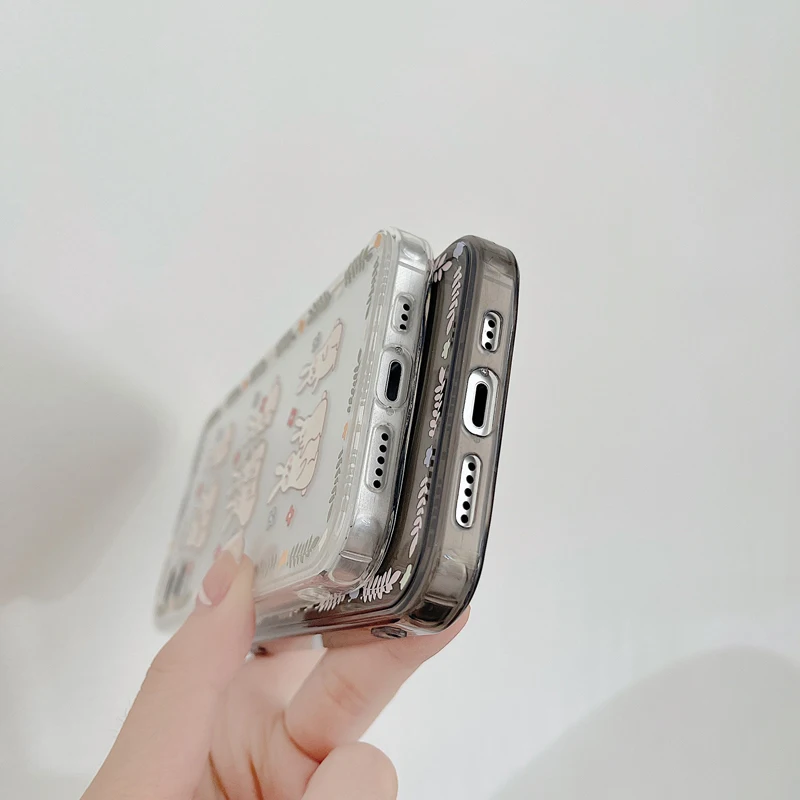 

Cute Rabbit Phone Case For iPhone 12 11 Pro Max X XR XS Max 7 8 Plus 12 Transparent Silicone Back Cover