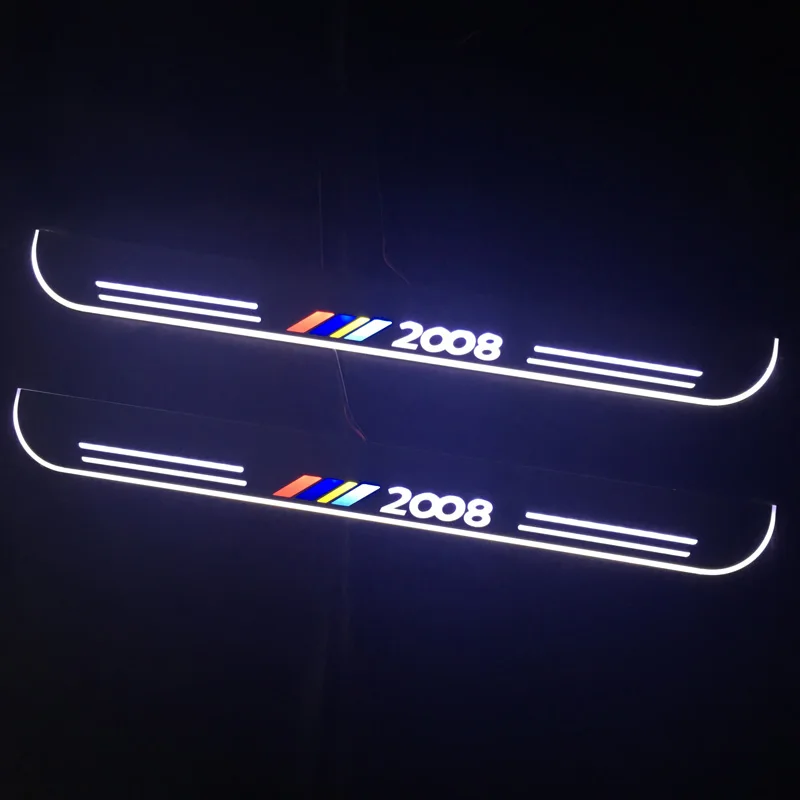 

Car Scuff Plate Led Lights For Peugeot 2008 2014 - 2018 2019 Door Acrylic Sill Plate Guard Pedal Pathway Moving Welcome Light